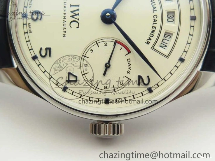 MIROTIME 0521 Affordable Portuguese Real PR Real Annual Calendar IW5035 ZF 1:1 Best Edition White Dial Blue Markers on Blue Leather Strap A 7143